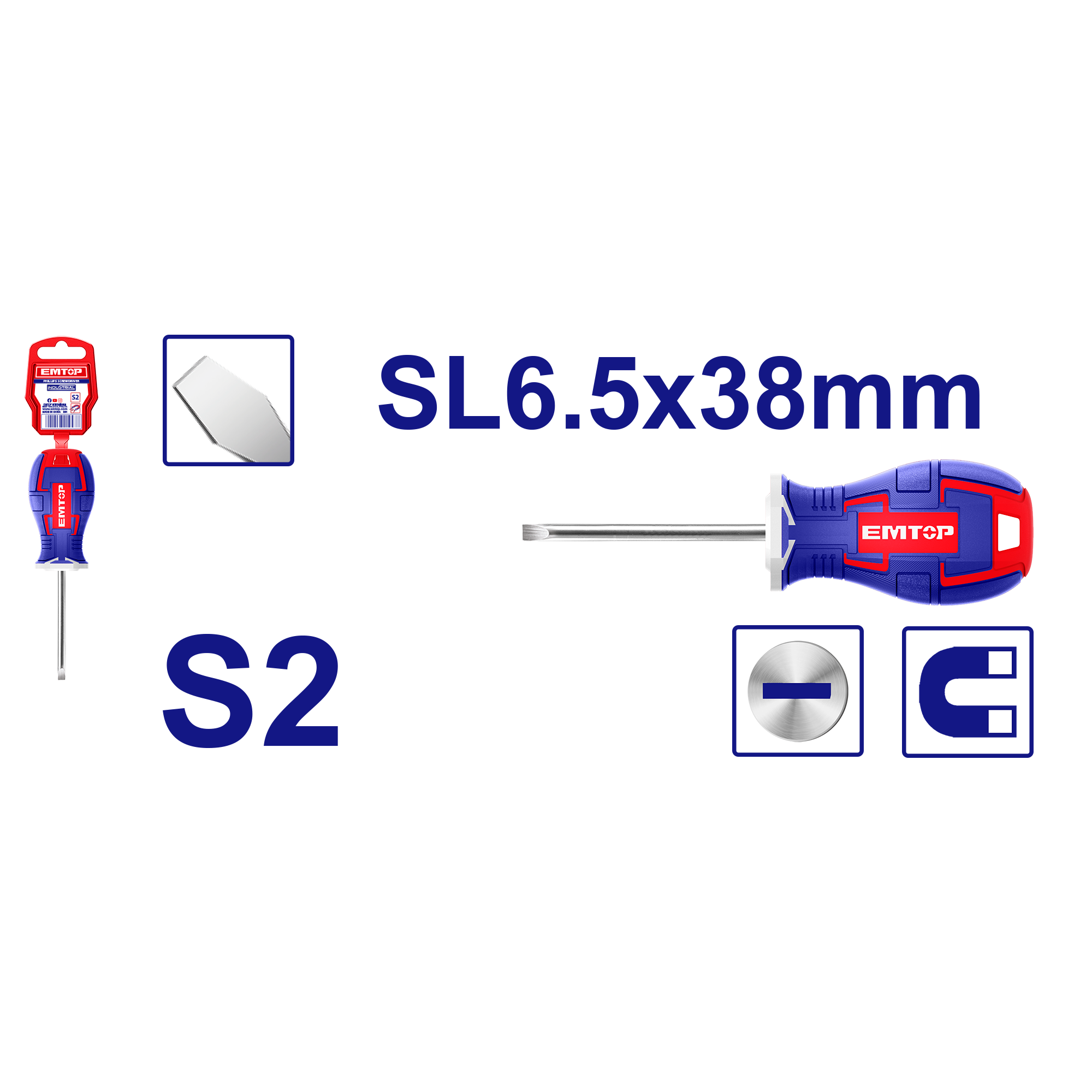 Одвртувач прав SL6.5x38mm ESDRSL6382 Emtop - image 1