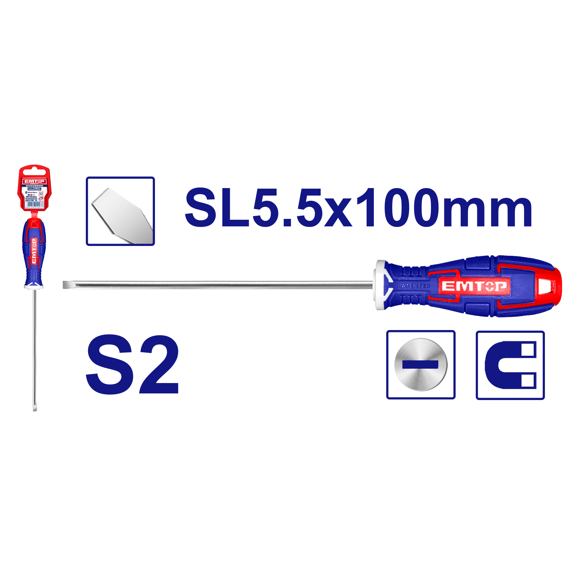 Одвртувач прав SL5.5x100mm ESDRSL5402 Emtop - image 1