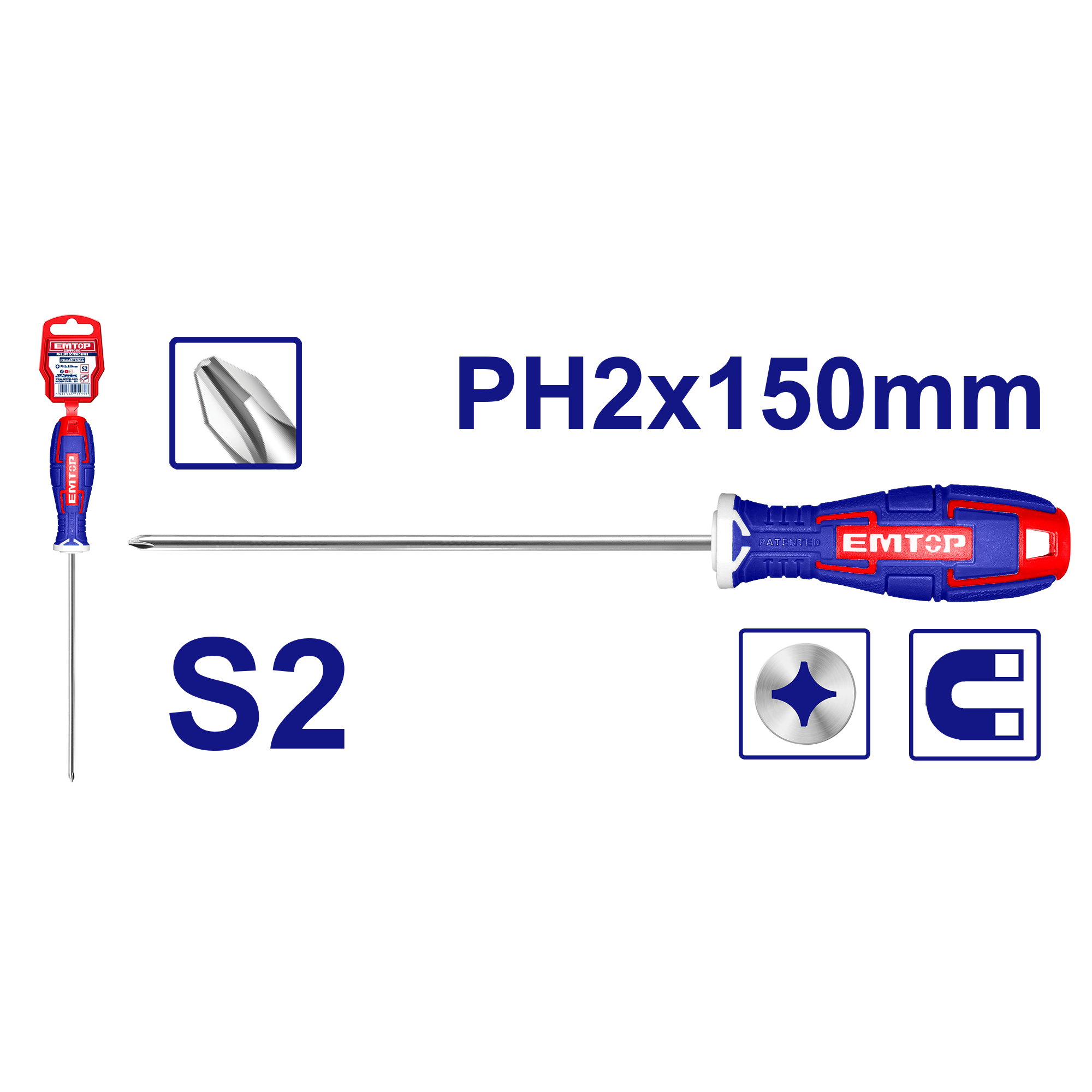 Одвртувач крстач PH2x150mm ESDRPH2602 Emtop - image 1