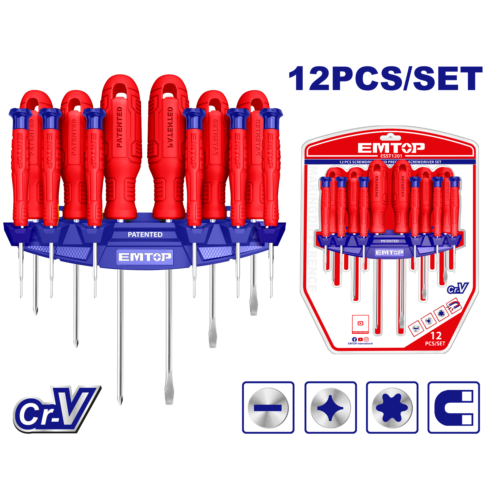 Сет од 12 одвртувачи ESST1201 Emtop - image 1