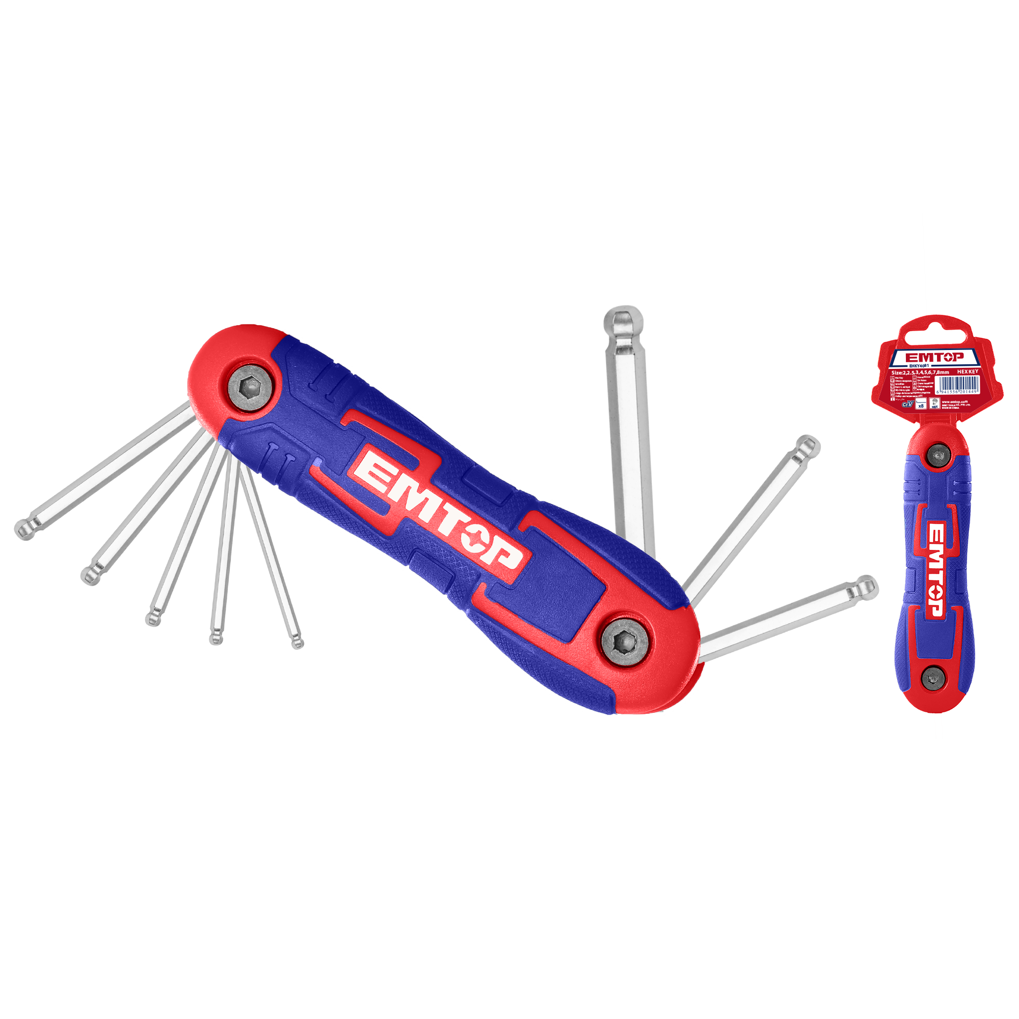 Комплет од 8 hex клучеви со топчест завршеток EHKY4082 Emtop - image 1