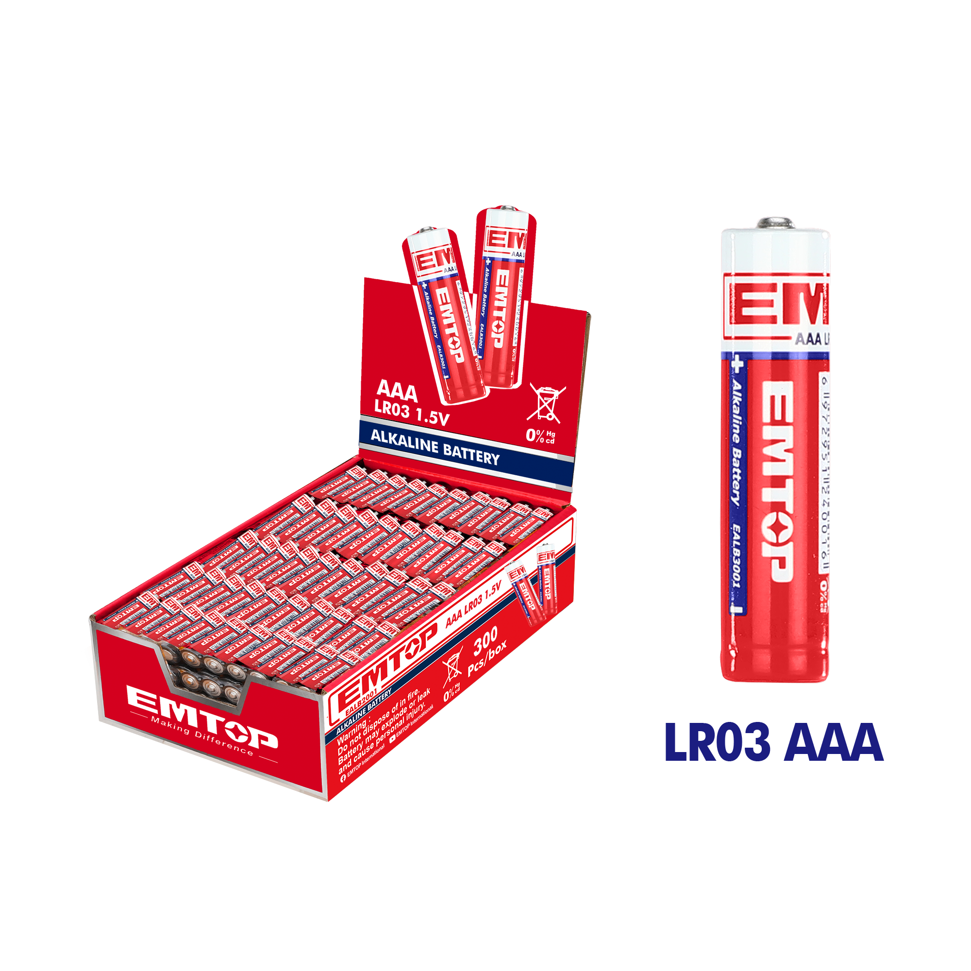 Батерија 1,5V AAA LR03 EALB3001 Emtop - image 1