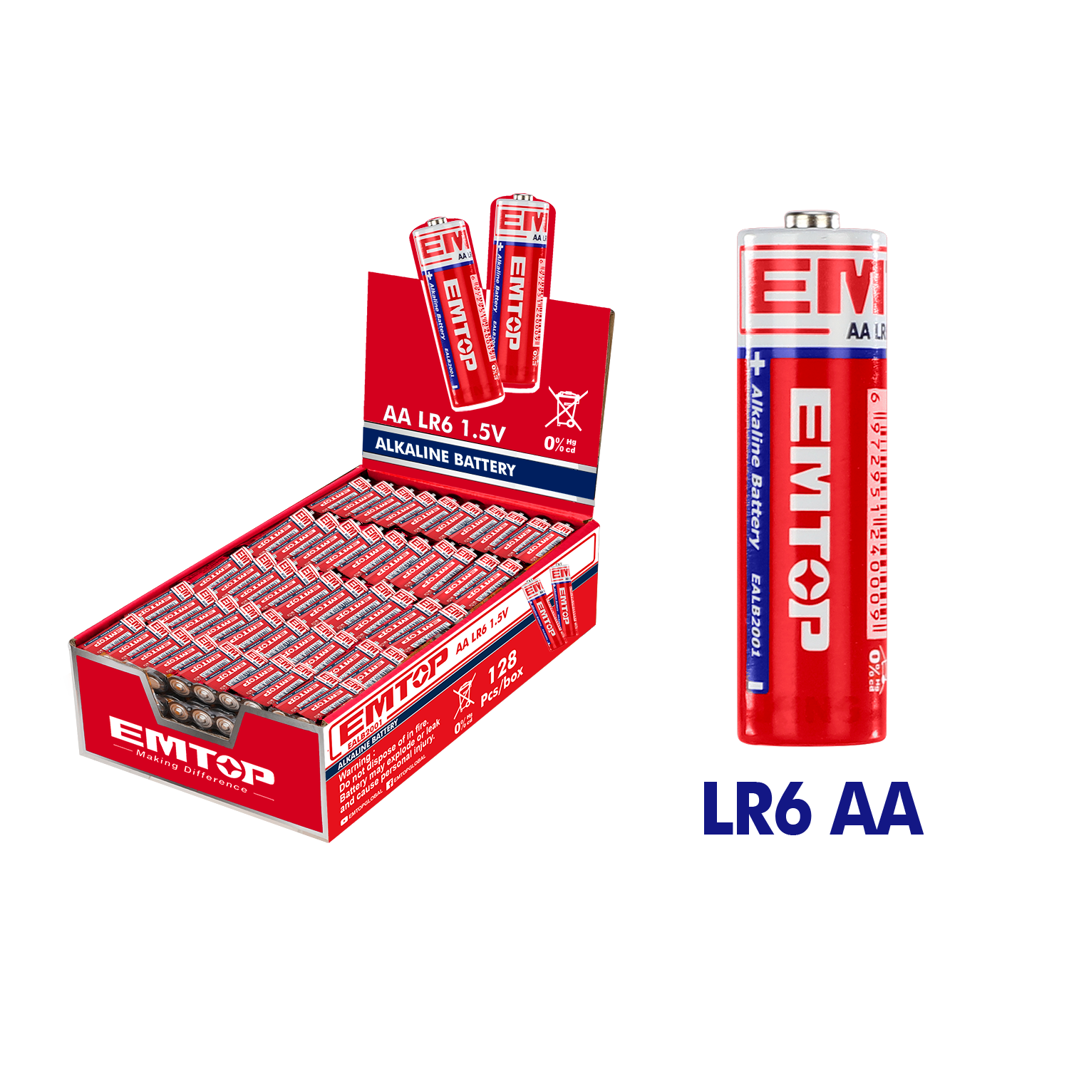 Батерија 1,5V AA LR6 EALB2001 Emtop - image 1