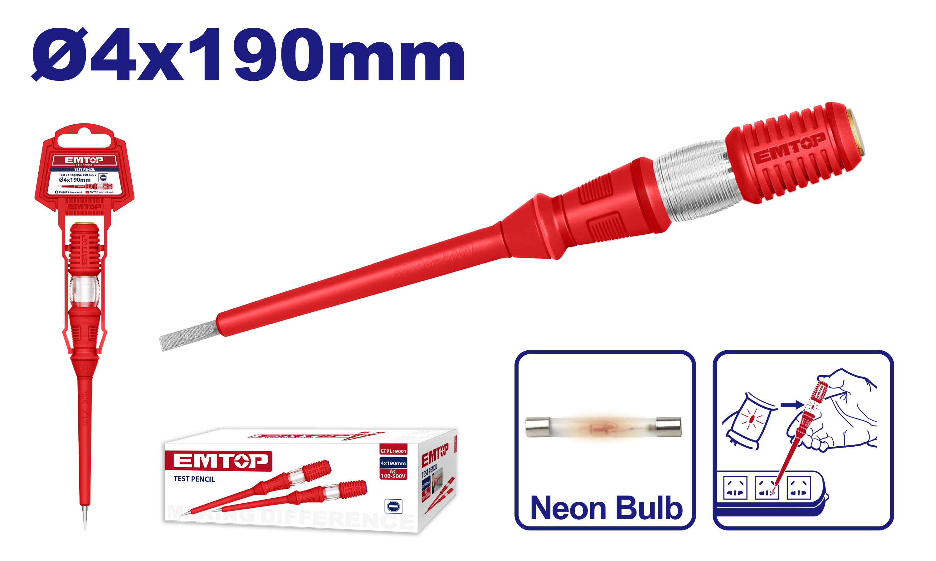 Фазомер 4х190mm ETPL19001 Emtop - image 1