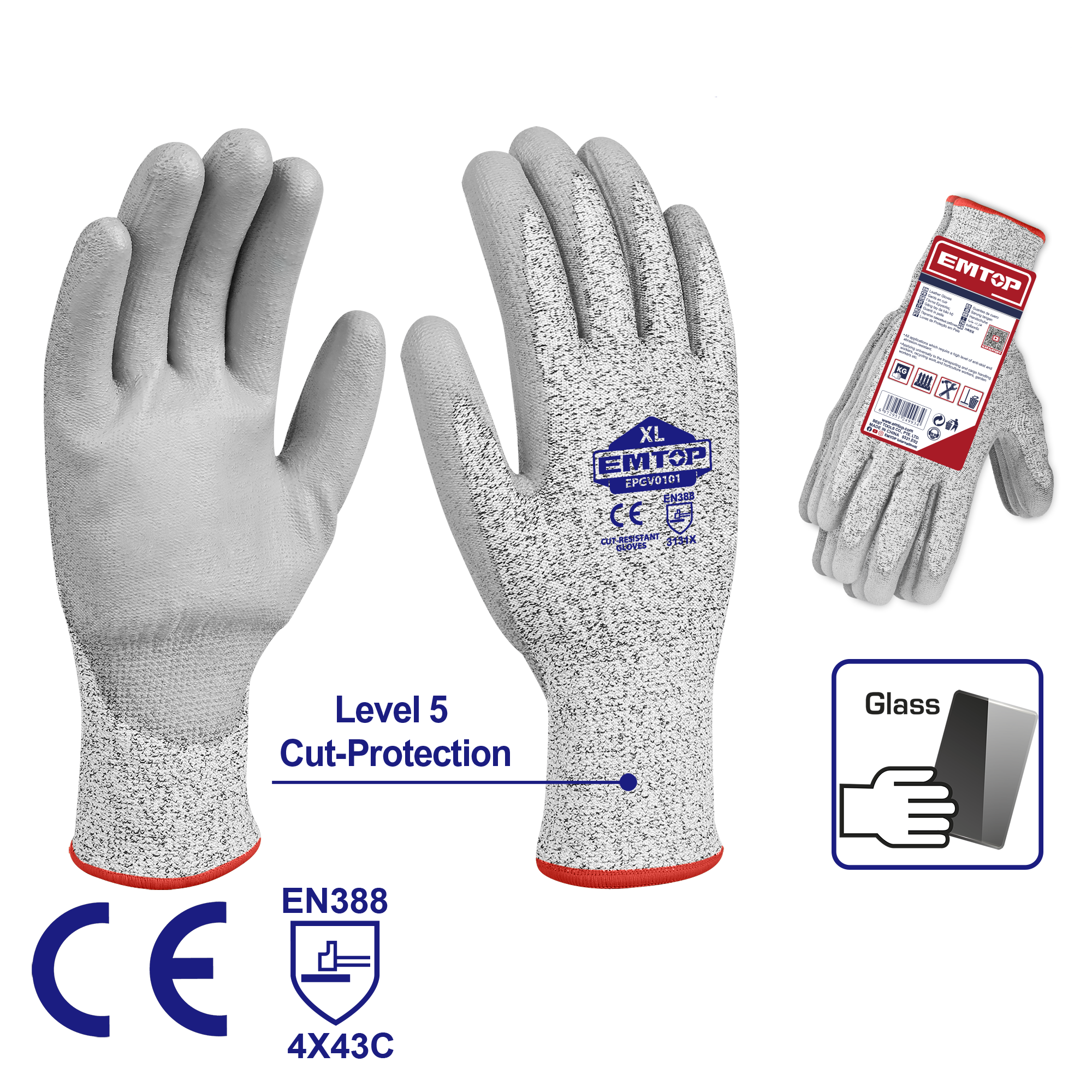 Ракавици XL со заштита од сечење EPGV0301 Emtop - image 1