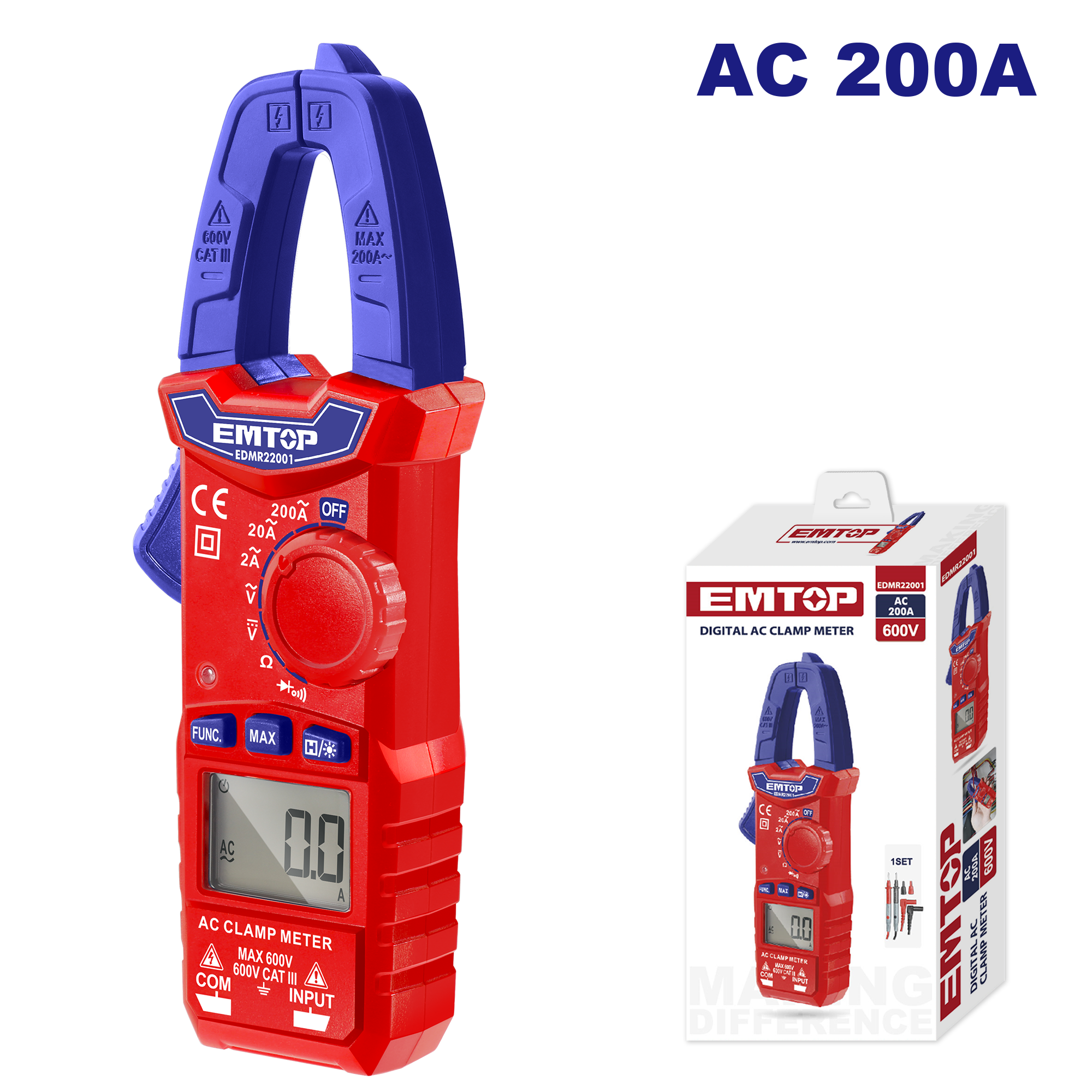 Ампер клешта 200А EDMR22001 Emtop - image 1