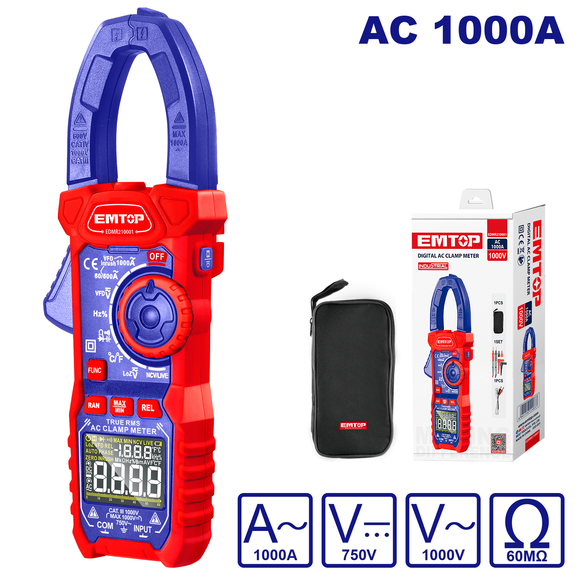 Ампер клешта 1000А EDMR210001 Emtop - image 1