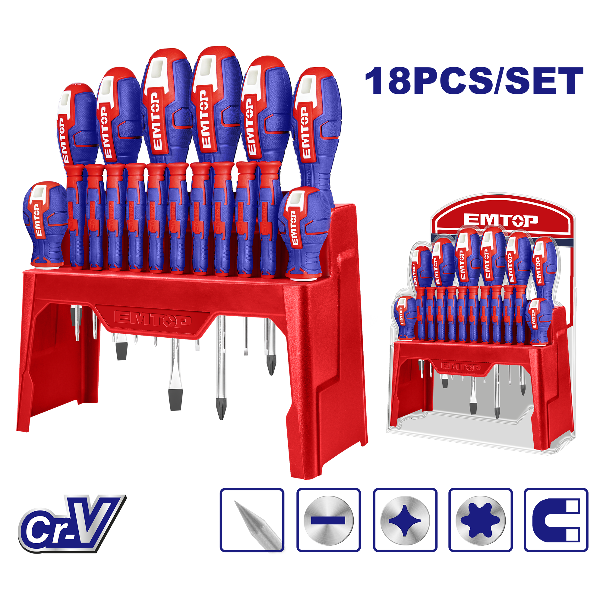 Комплет 18 одвртувачи ESST1802 Emtop - image 1