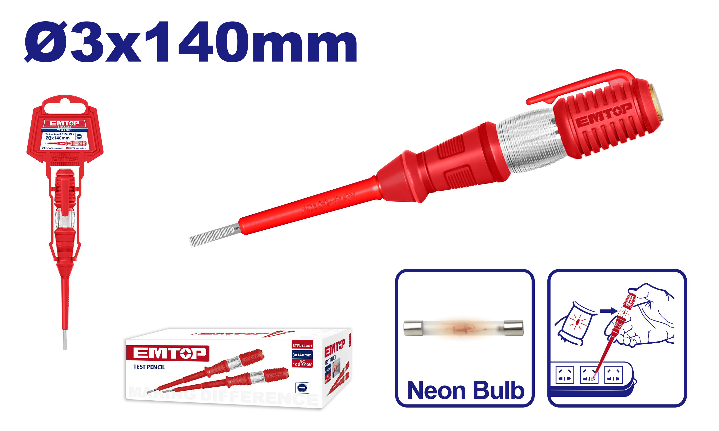 Фазомер 3х140мм ETPL14001 Emtop - image 1