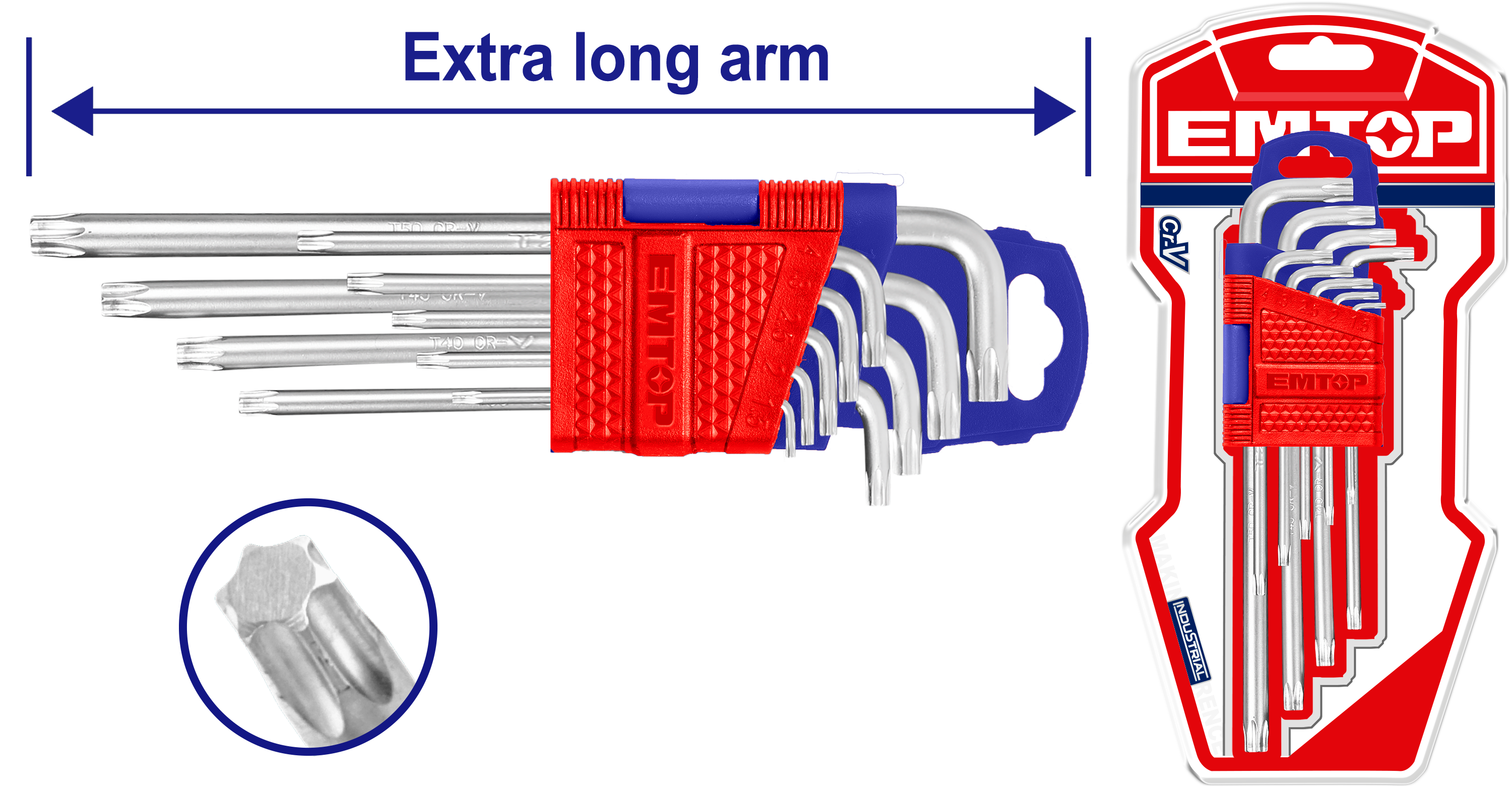 Сет од 9 парчиња Torx одвртувачи EHKY3092 Emtop - image 1
