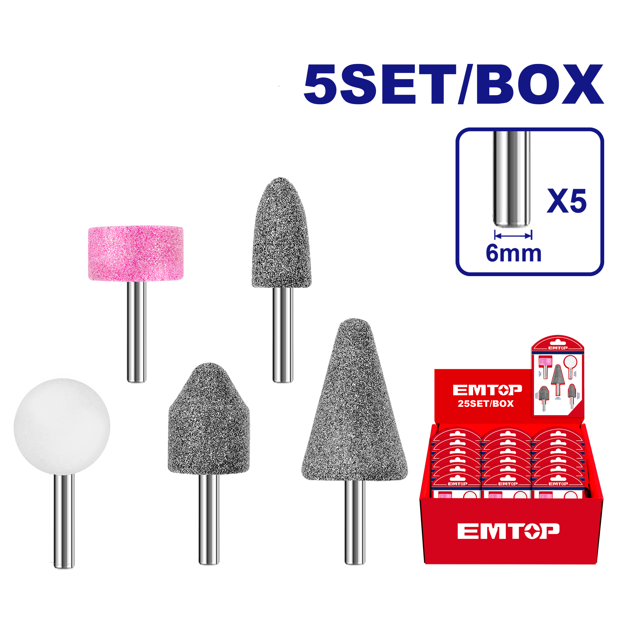 Сет 5 парчиња за брусење EAKB0502 Emtop - image 1