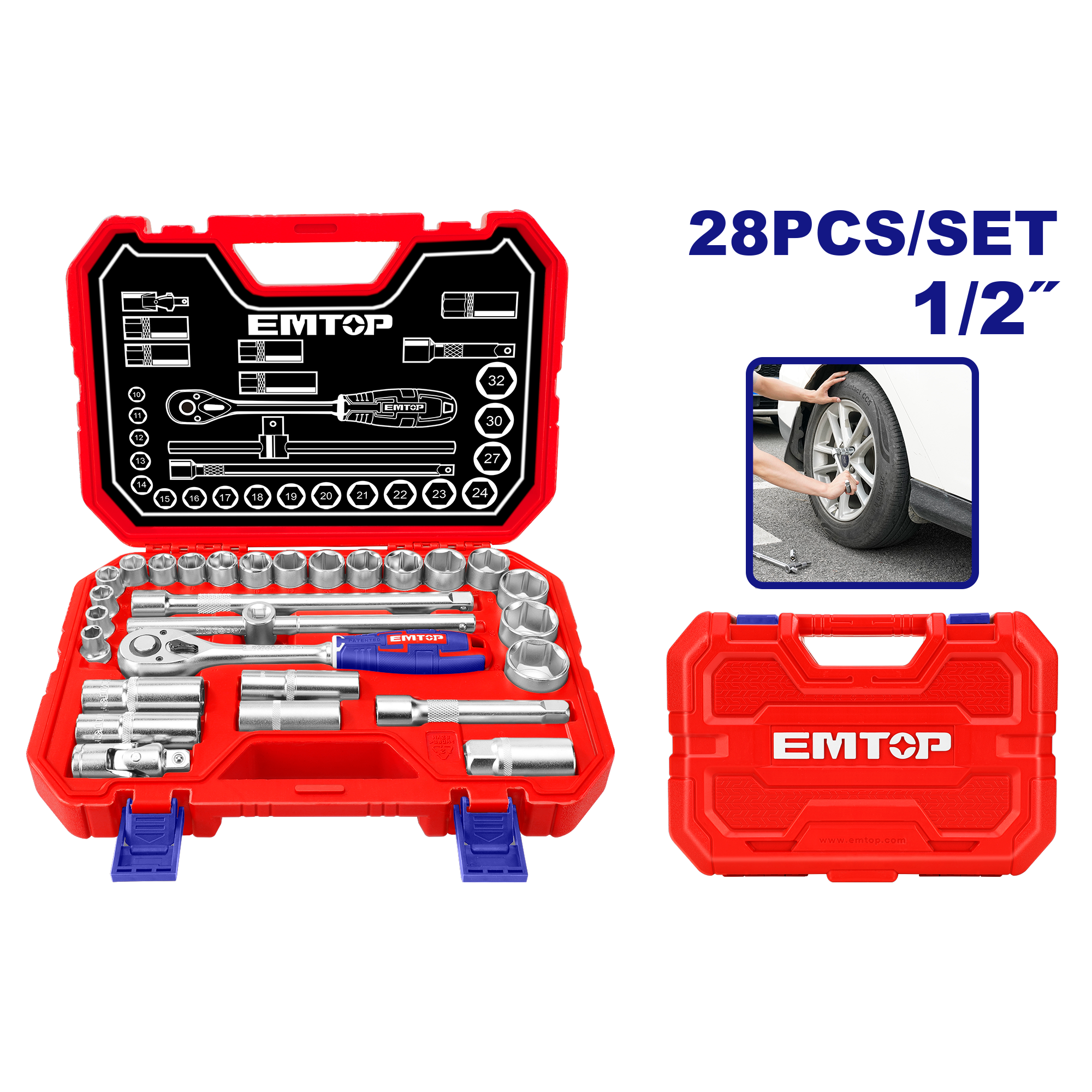 Комплет 28 парчиња рачен алат ESKT12281 Emtop - image 1