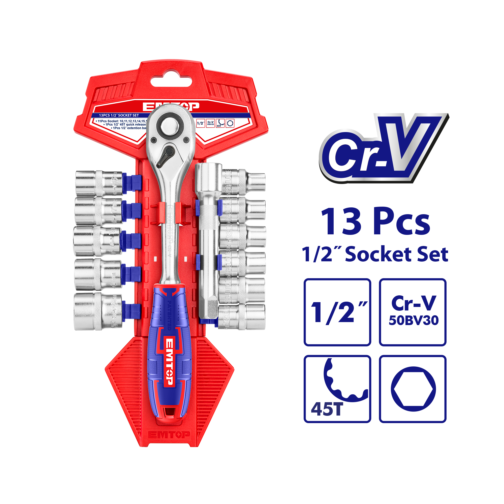 Комплет 13пар крцкало 1/2" ESKT12131 Emtop - image 1