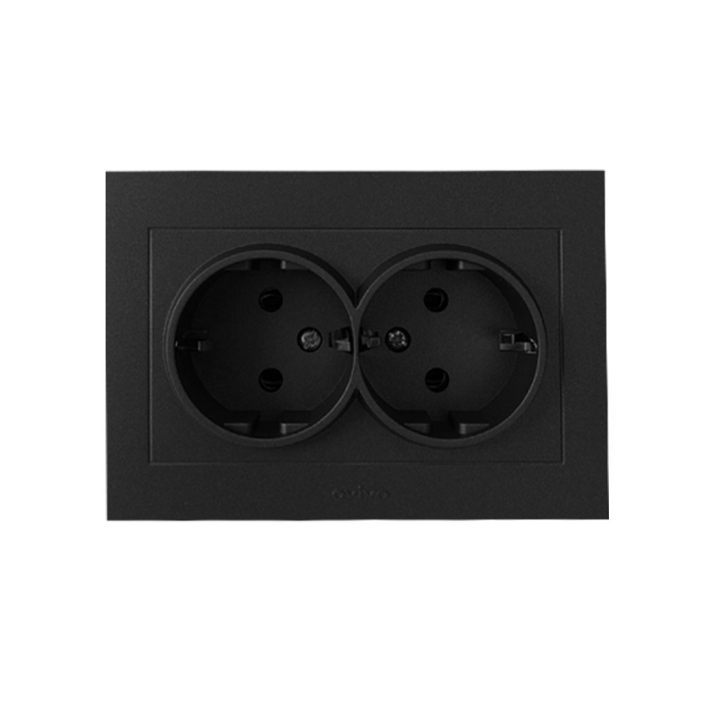 Штекер шуко дупли OVIVO Metallic Black 400-907 - image 1