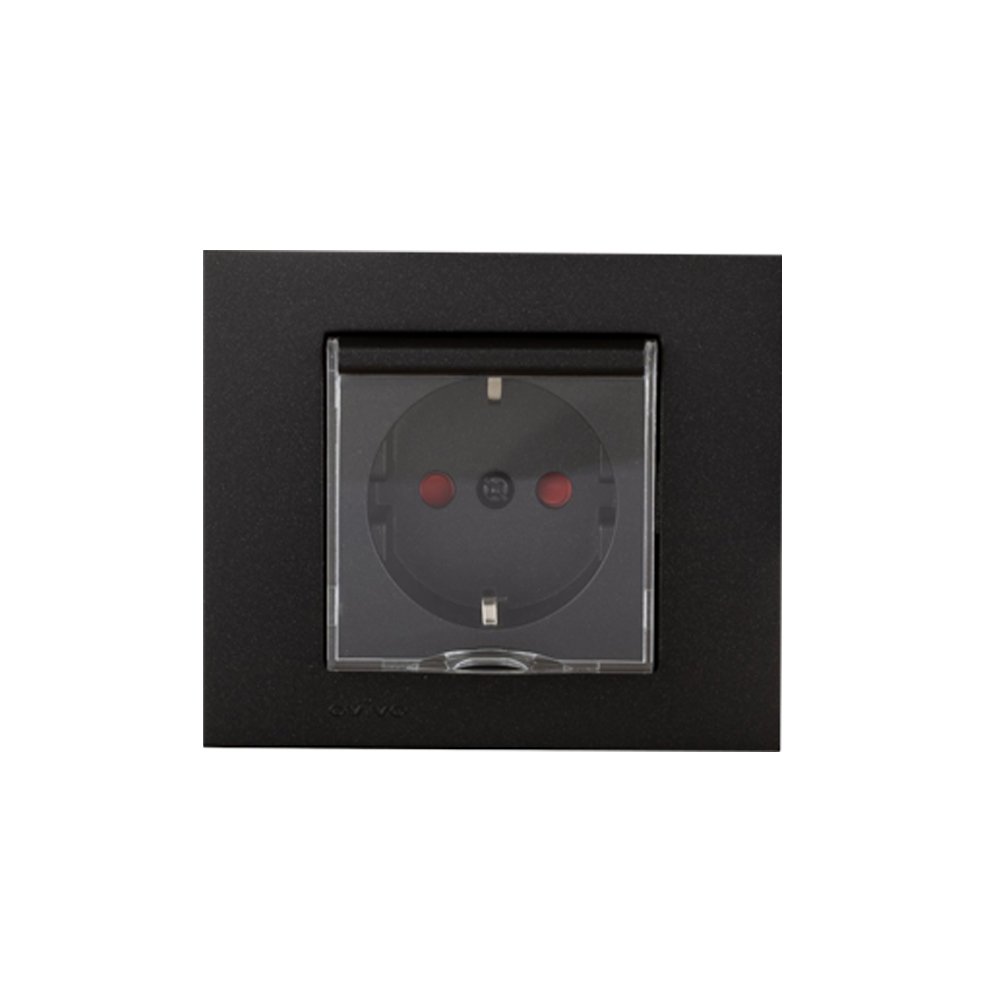 Штекер шуко со капак OVIVO Metallic Black 400-243 - image 1
