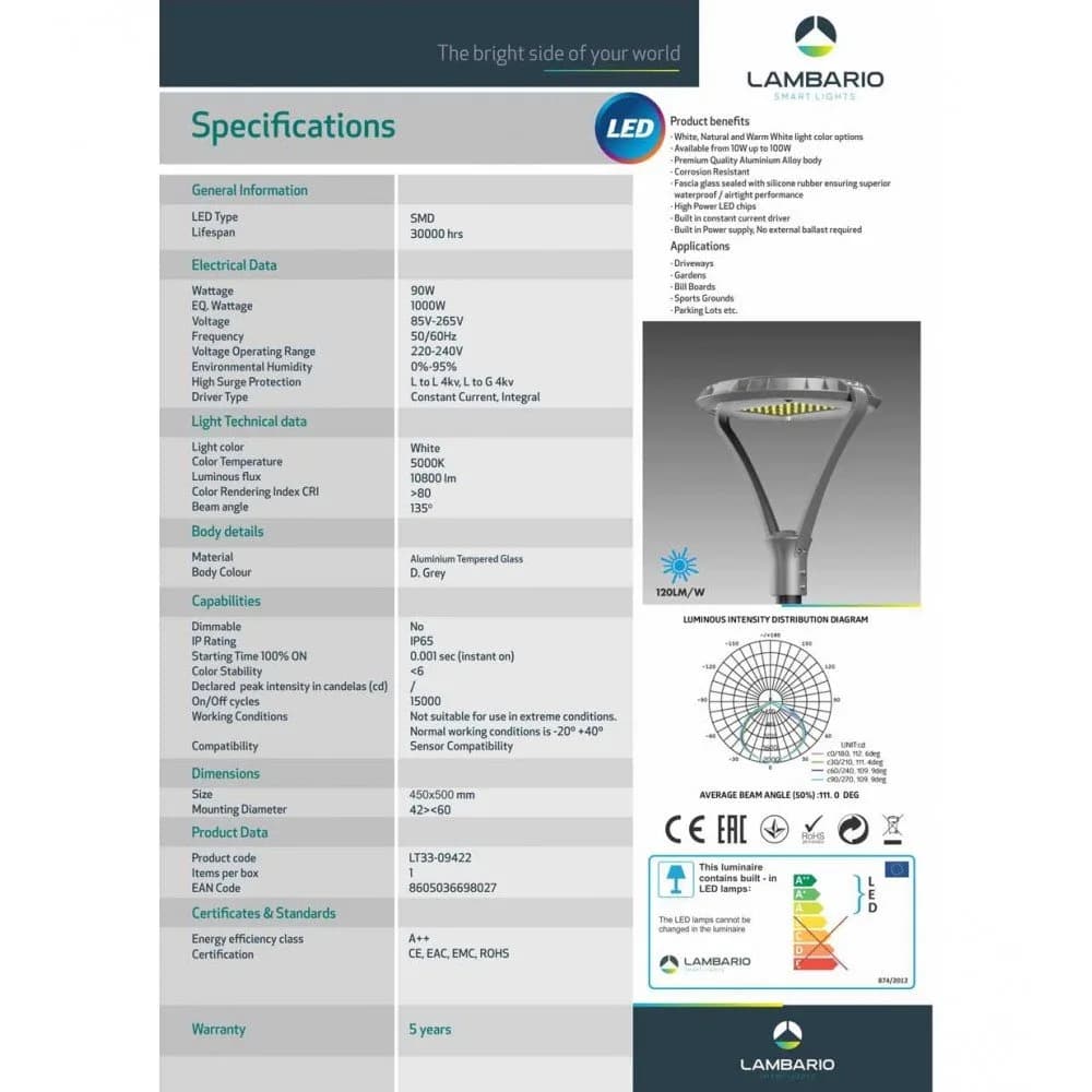 Уличен рефлектор IP65 150W Lambario