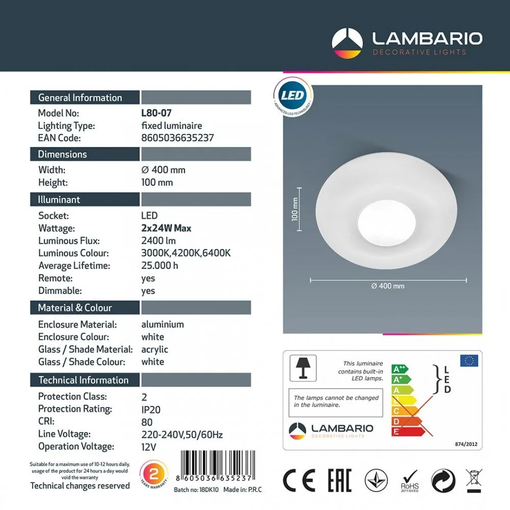 Плафоњерка 2x24W Lambario