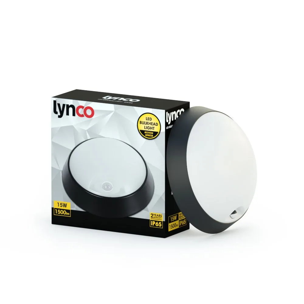 Ѕидна ламба LED со PIR сензор, круг (15W, 4000K) Lynco